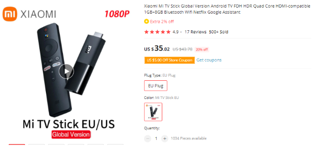 Xiaomi Mi TV Stick: aliexpress