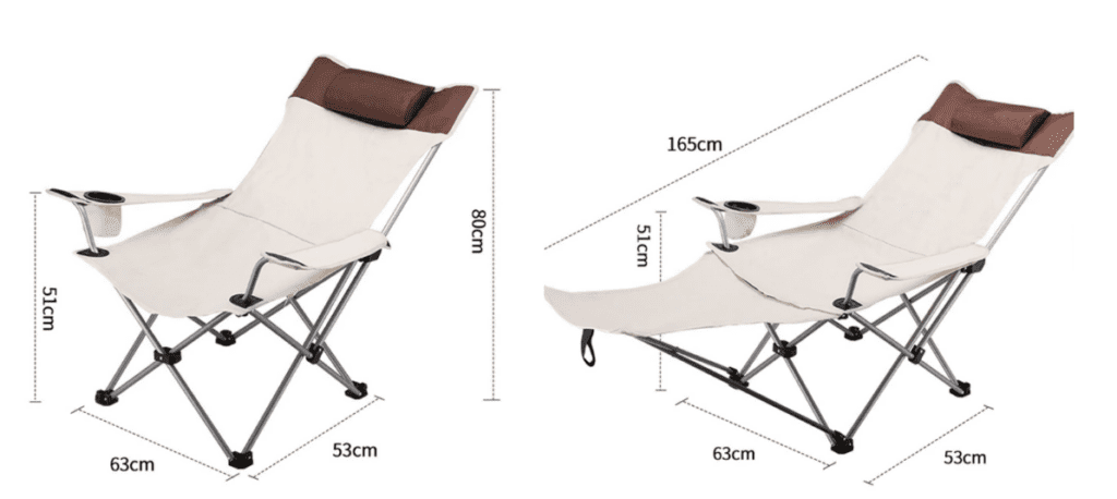 Cadeira Reclinável Portátil: Especificações